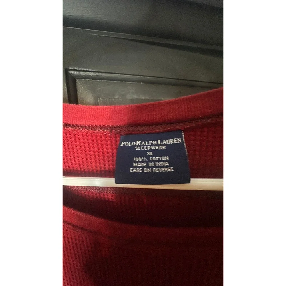 Polo Ralph Lauren sleepwear dark red thermal with dark blue pony size XL 106